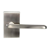 Emtek Lever Right Hand 2-3/8" Backset with Radius Latch Strike Privacy with Modern Rectangular Rose for 1-1/4" to 2" Door in Satin Nickel