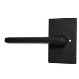 Emtek Lever Left Hand 2-3/8" Backset with Radius Latch Strike Privacy with Modern Rectangular Rose for 1-1/4" to 2" Door in Flat Black