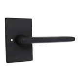 Emtek Lever Right Hand 2-3/8" Backset with Radius Latch Strike Privacy with Modern Rectangular Rose for 1-1/4" to 2" Door in Flat Black