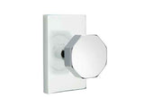 Emtek Knob 2-3/8" Backset Privacy with Modern Rectangular Rose for 1-3/8" to 2" Door - Reversible in Polished Chrome