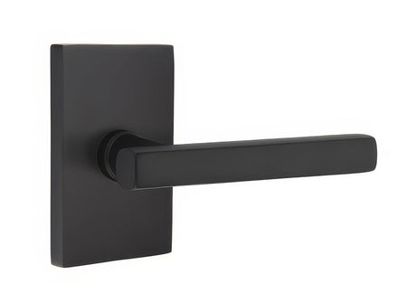 Emtek 5212FRLUS19RH flat black privacy door lever