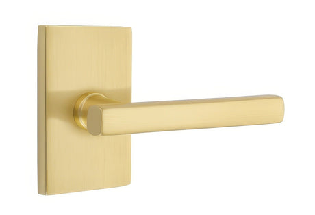 Emtek 5212FRLUS4RH satin brass privacy door lever