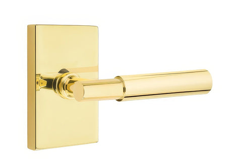 Emtek 5212MYLUS3NLLH unlacquered brass privacy door lever