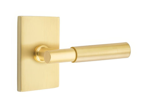 Emtek 5212MYLUS4LH satin brass privacy door lever