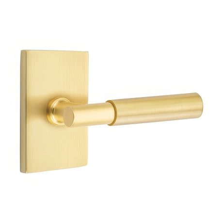 Emtek 5212MYLUS4RH satin brass privacy door lever