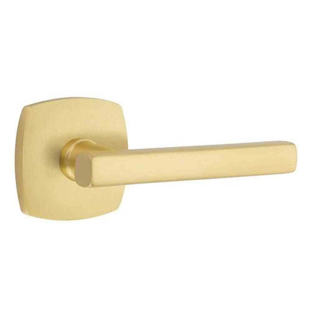 Emtek 5306FRLUS4 satin brass dummy door lever