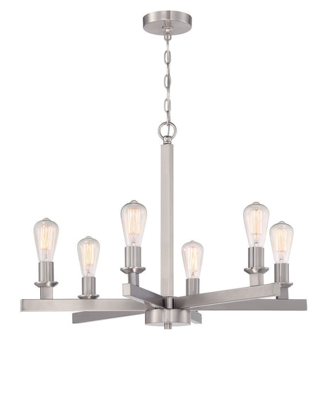 Craftmade 53126-BNK Chicago 6 Light Chandelier Brushed Polished Nickel