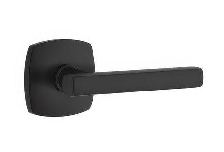 Emtek 5326FRLUS19RH flat black privacy door lever