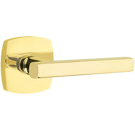 Emtek 5326FRLUS3NLRH unlacquered brass privacy door lever