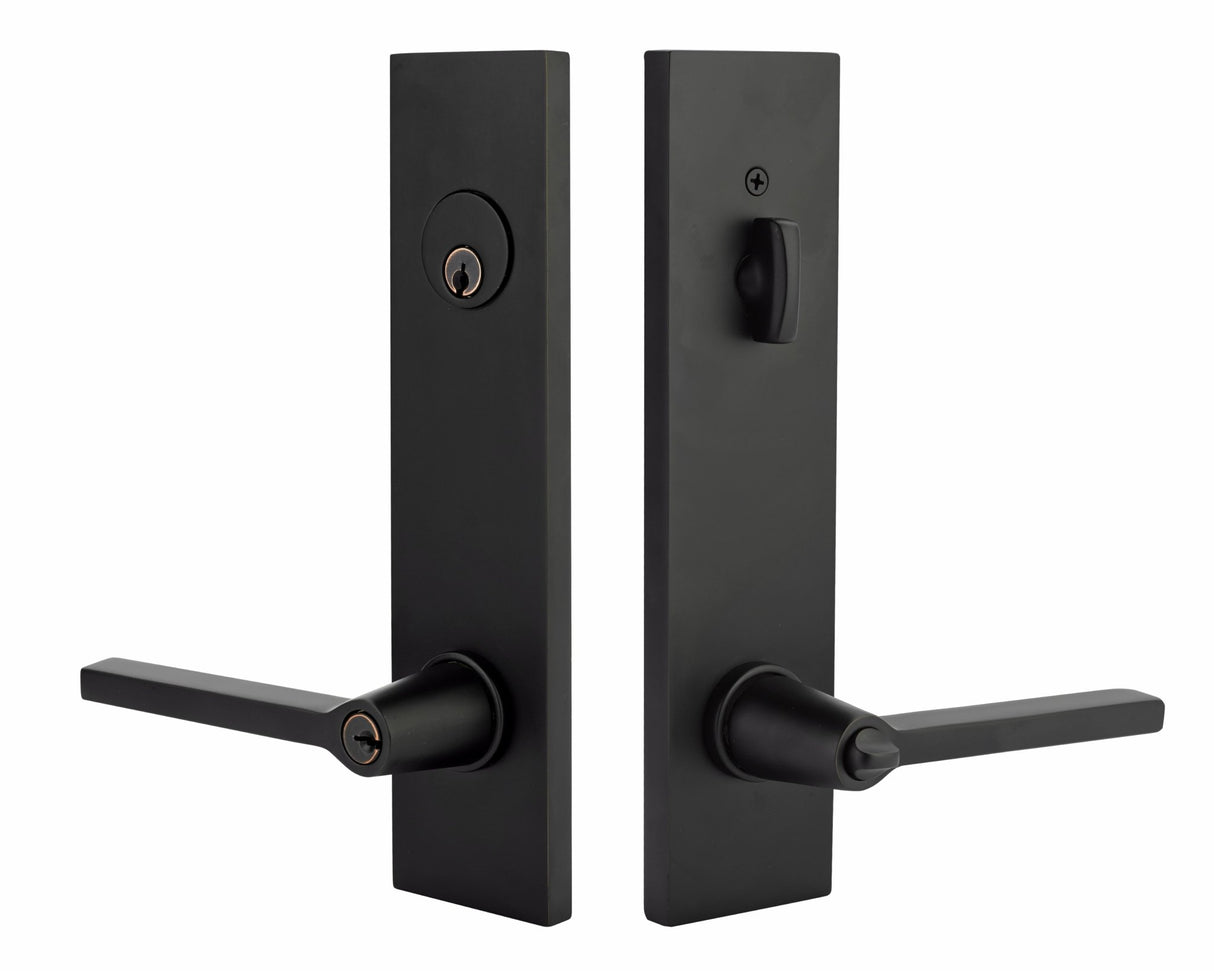 Emtek 5362HLOUS19 flat black two point dummy lock