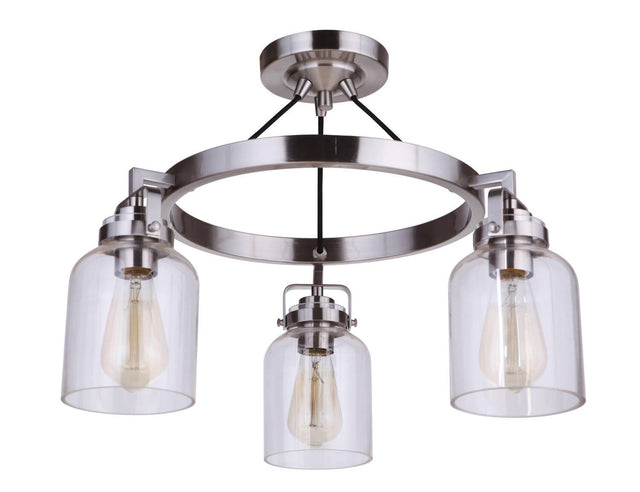 Craftmade 53653-BNK brushed polished nickel semi flush