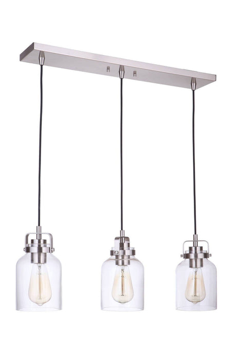 Craftmade 53693-BNK Foxwood 3 Light Pendant Brushed Polished Nickel