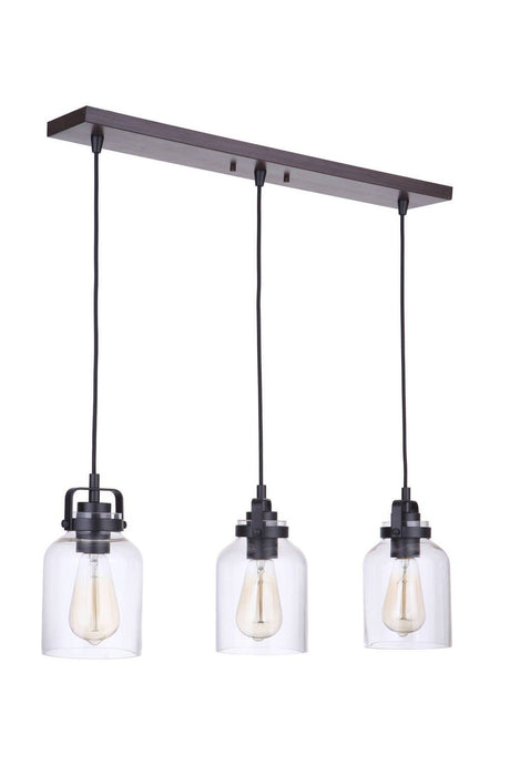 Craftmade 53693-FBDT Foxwood 3 Light Pendant Flat Black / Dark Teak