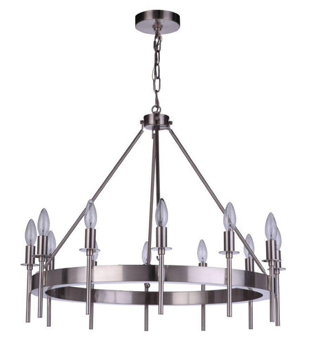 Craftmade 54312-BNK Larrson 12 Light Chandelier Brushed Polished Nickel