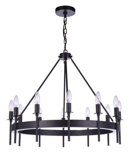 Craftmade 54312-FB Larrson 12 Light Chandelier Flat Black