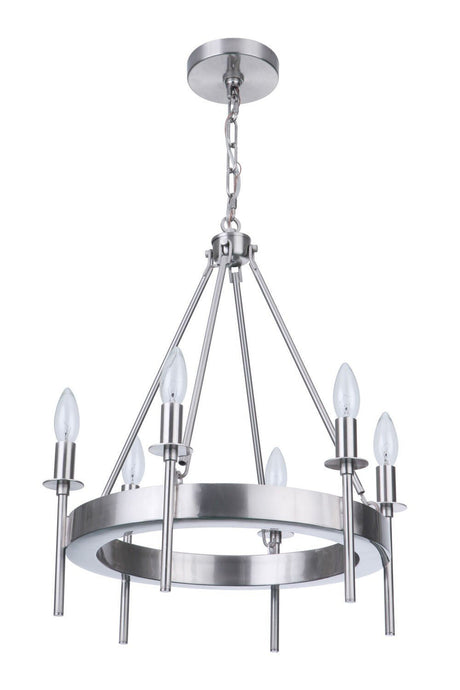 Craftmade 54326-BNK Larrson 6 Light Chandelier Brushed Polished Nickel