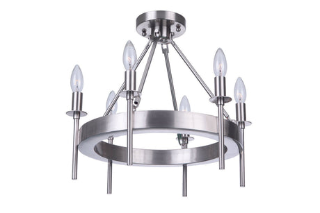 Craftmade 54356-BNK Larrson 6 Light Semi Flush Brushed Polished Nickel