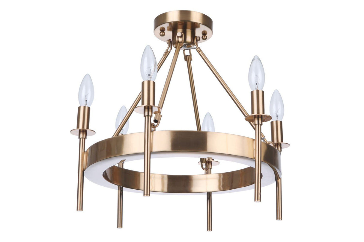 Craftmade 54356-SB Larrson 6 Light Semi Flush Satin Brass