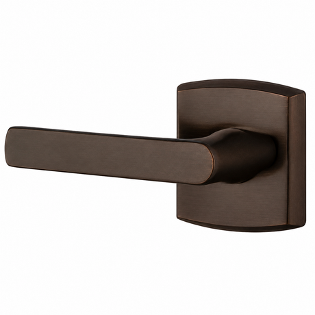 Baldwin 5485V060LMR satin brass and brown dummy door lever