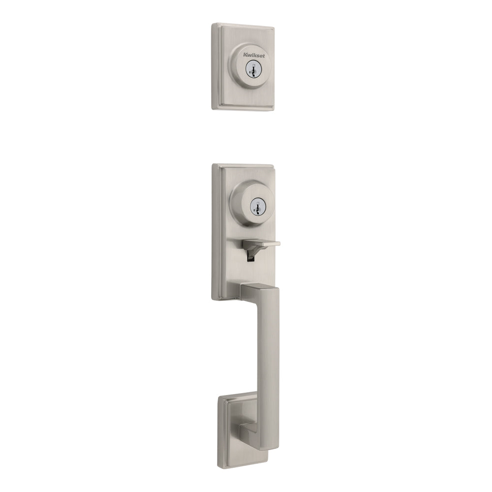 Kwikset CP553PRHXHFLSQT Clear Pack Peralta Single Cylinder 2 Point Handleset in Satin Nickel
