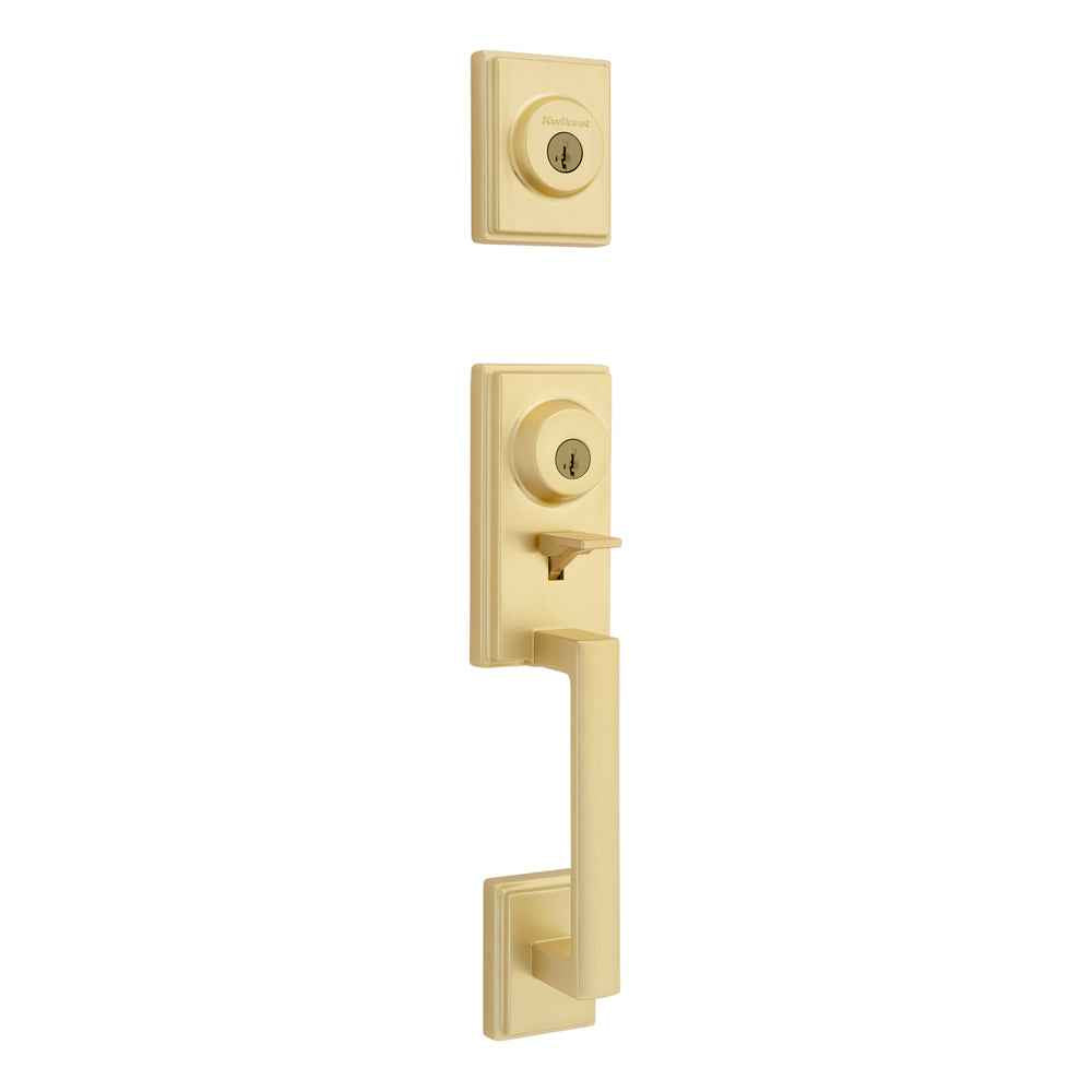 Kwikset CP553PRHXHFLSQT Clear Pack Peralta Single Cylinder 2 Point Handleset in Satin Brass