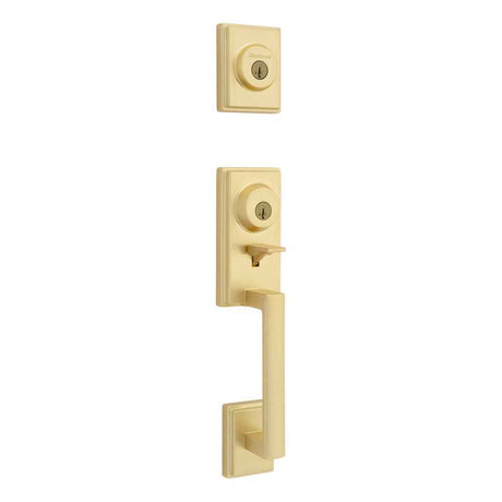 Kwikset CP553PRHXHFLSQT Clear Pack Peralta Single Cylinder 2 Point Handleset in Satin Brass