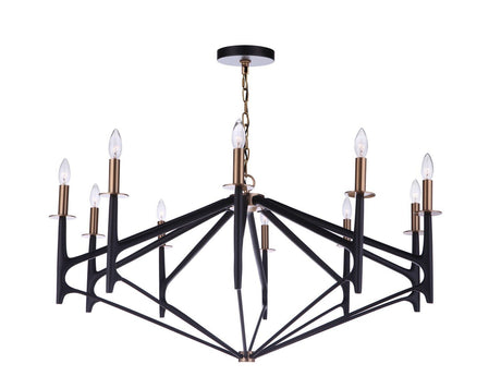Craftmade 55510-FBSB-SB The Reserve 10 Light Chandelier Flat Black / Painted Nickel