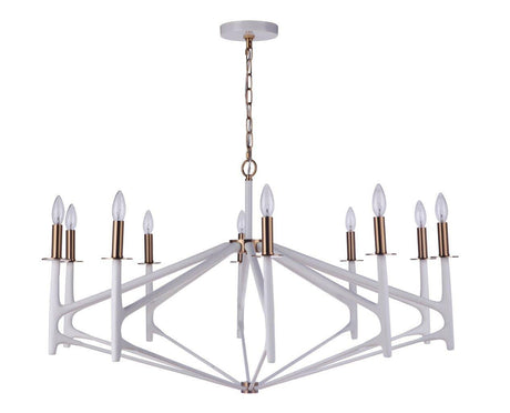 Craftmade 55510-MWWSB-SB The Reserve 10 Light Chandelier Matte White / Satin Brass