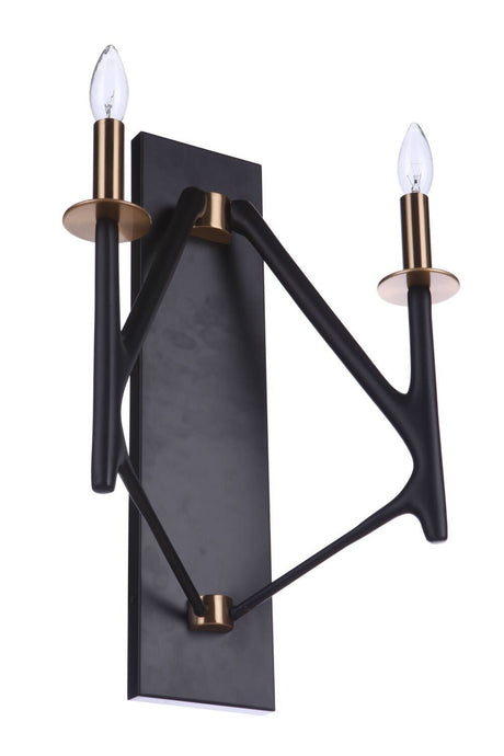 Craftmade 55562-FBSB-SB The Reserve 2 Light Wall Sconce Flat Black / Painted Nickel