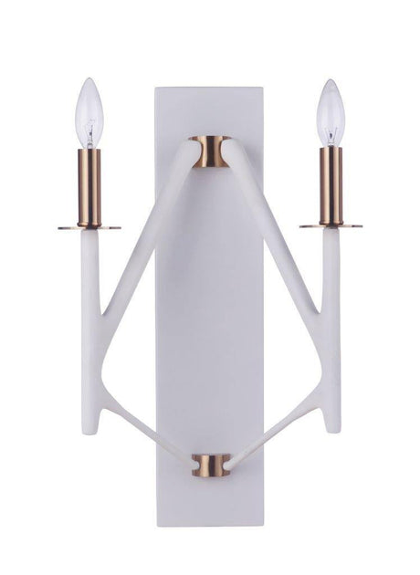 Craftmade 55562-MWWSB-SB The Reserve 2 Light Wall Sconce Matte White / Satin Brass