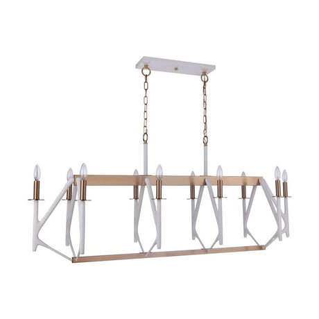 Craftmade 55570-MWWSB-SB The Reserve 10 Light Island Matte White / Satin Brass