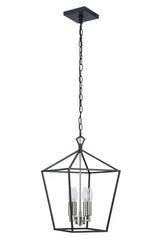 Craftmade 56334-FBBNK Flynt II 4 Light 12" Foyer Flat Black / Brushed Polished Nickel