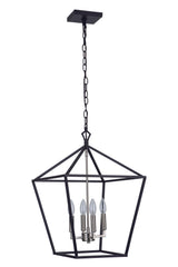Craftmade 56335-FBBNK Flynt II 4 Light 16" Foyer Flat Black / Brushed Polished Nickel