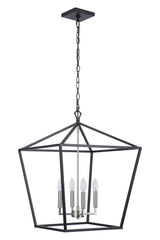 Craftmade 56336-FBBNK Flynt II 4 Light 20" Foyer Flat Black / Brushed Polished Nickel