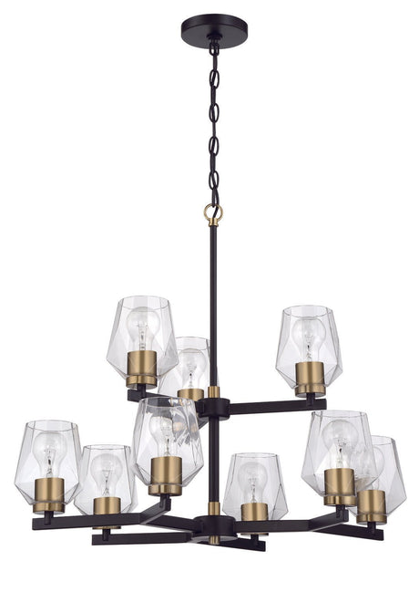 Craftmade 56929-FBSB Avante Grand 9 Light Two-Tier Chandelier in Flat Black / Satin Brass