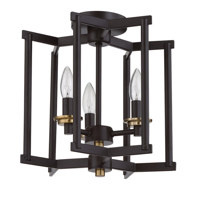 Craftmade 56953-FBSB flat black / satin brass convertible semi flush
