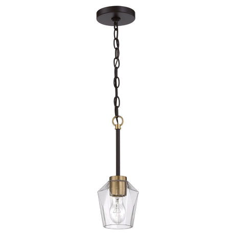 Craftmade 56991-FBSB flat black / satin brass mini pendant