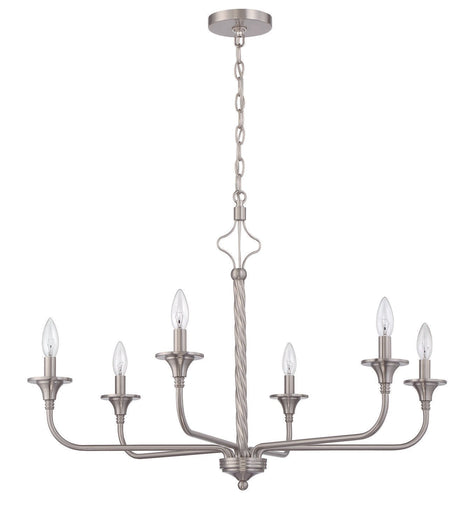 Craftmade 57026-BNK Jolenne 6 Light Chandelier Brushed Polished Nickel