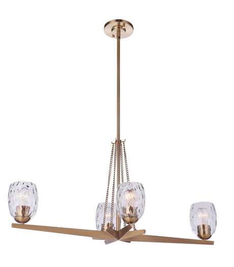 Craftmade 57374-SB Guiding Star 4 Light Linear Chandelier in Satin Brass