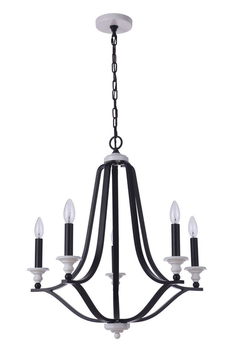 Craftmade 57625-FBMWW Esme 5 Light Chandelier in Flat Black / Matte White