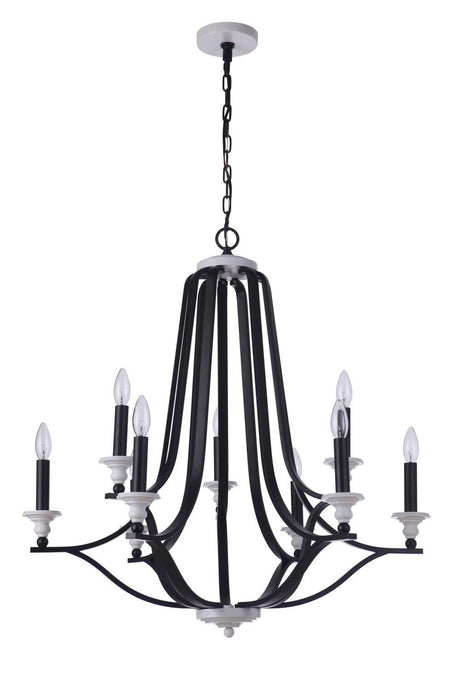 Craftmade 57629-FBMWW Esme 9 Light Chandelier in Flat Black / Matte White