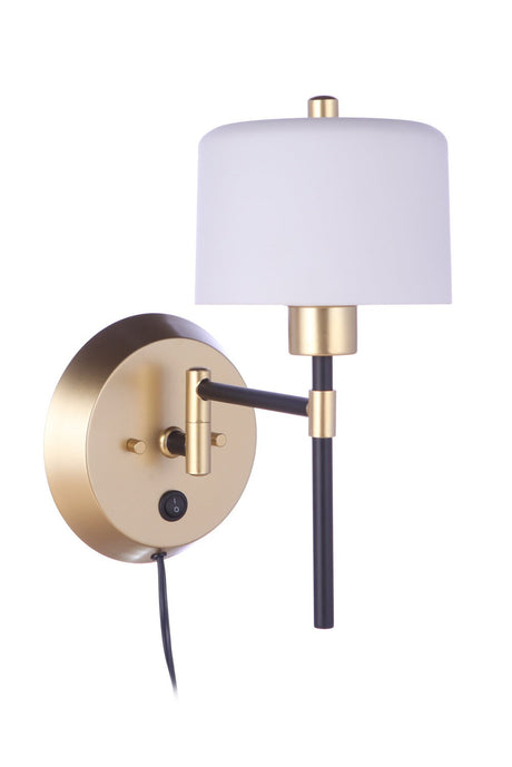 Craftmade 57861P-FBSNG Wentworth 1 Light Portable Swing Arm Sconce in Flat Black / Sunset Gold