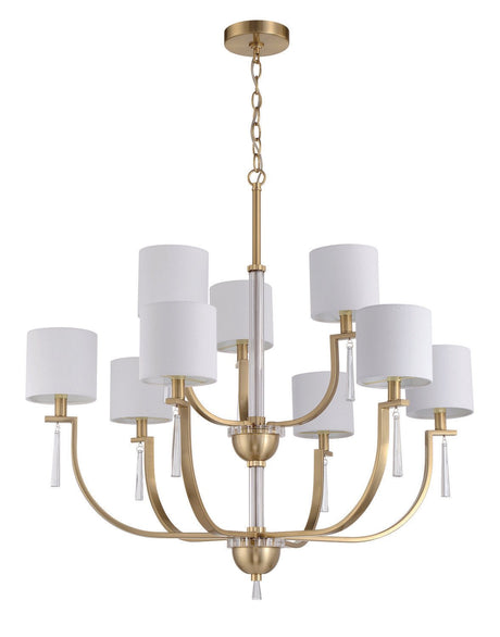 Craftmade 58229-SB Fortuna 9 Light Chandelier in Satin Brass