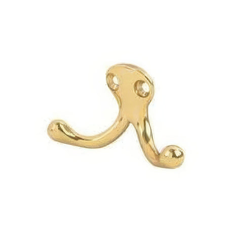 Ives 582A3 polished brass double wardrobe hook