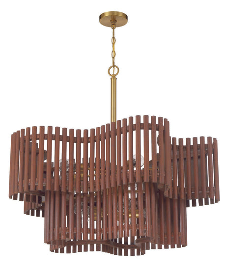 Craftmade 58410-SBWAL Freeform 10 Light Chandelier Satin Brass / Walnut