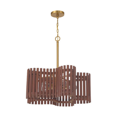 Craftmade 58425-SBWAL Freeform 5 Light Medium Chandelier Satin Brass / Walnut