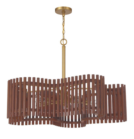 Craftmade 58426-SBWAL Freeform 5 Light Large Chandelier Satin Brass / Walnut