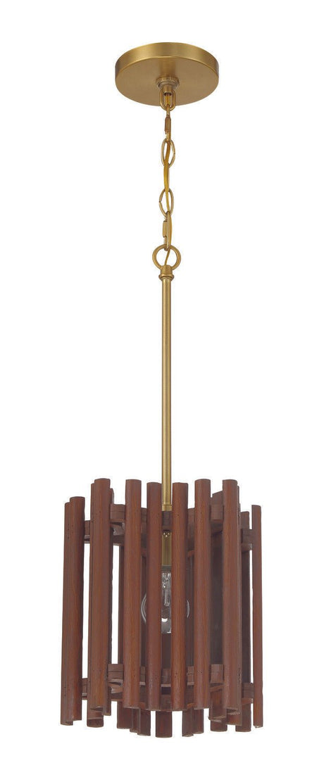 Craftmade 58491-SBWAL Freeform 1 Light Pendant Satin Brass / Walnut