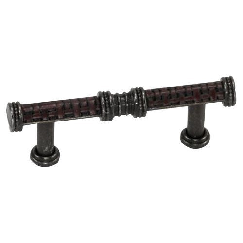 Laurey 59839 598 Sirocco 3" Cabinet Pull Silverado w/ Brown Leather Wrap