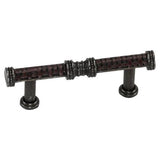 Laurey 59839 598 Sirocco 3" Cabinet Pull Silverado w/ Brown Leather Wrap